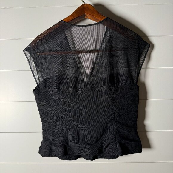 J.R. Nites by Caliendo Black Embellished Sleeveless Ruched Top Size 14 - Picture 3 of 6